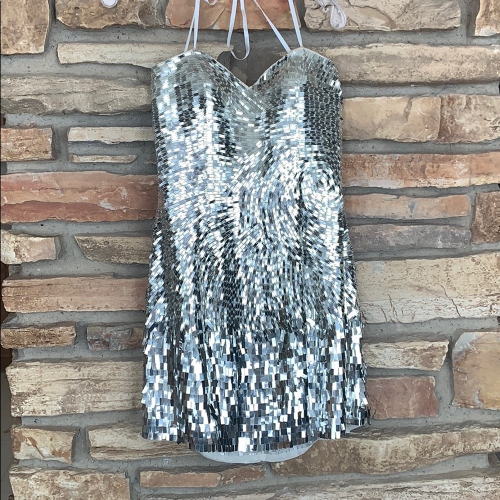 Sherri Hill silver sequin dress. Size 8